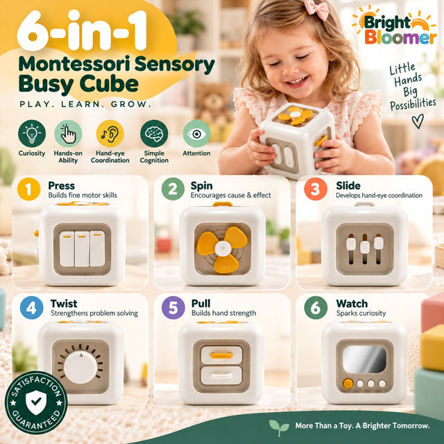 6-in-1 Montessori Busy Cube Toy