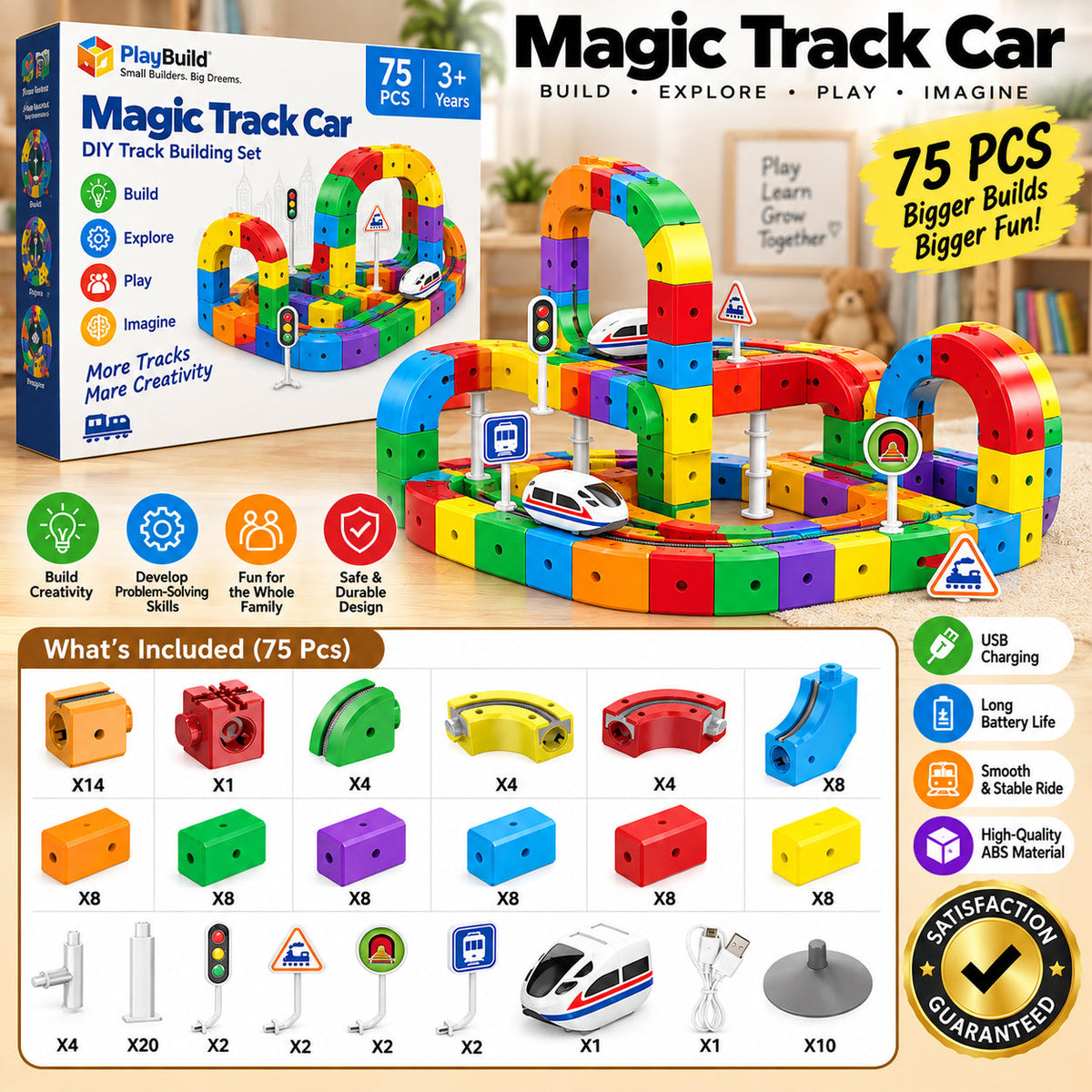 Magnetic Track Train Building Block Set