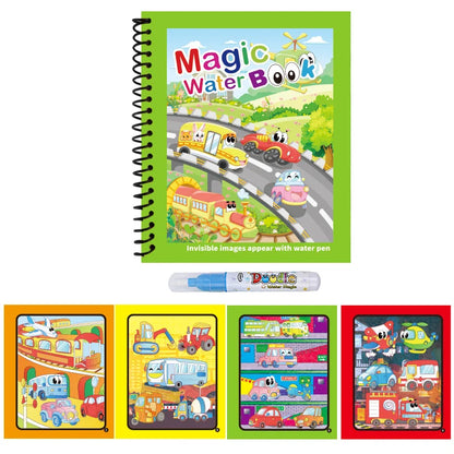 1Pc Reusable Kids Magic Water Drawing Books with Pen Repeated Coloring Book Magic Water Drawing Book Sensory Early Education Toy