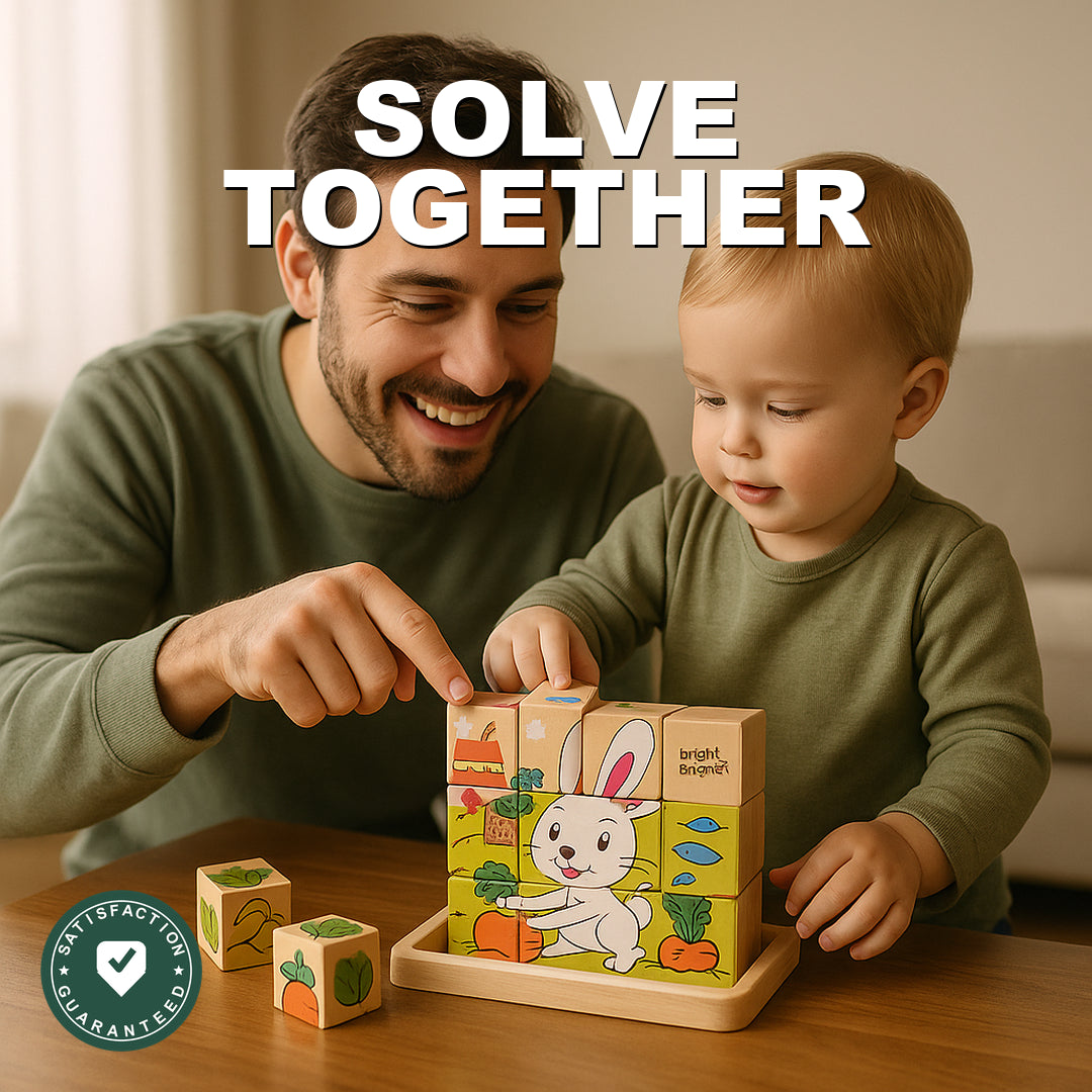 Six-Side Wooden Cube Puzzle - Solve Together